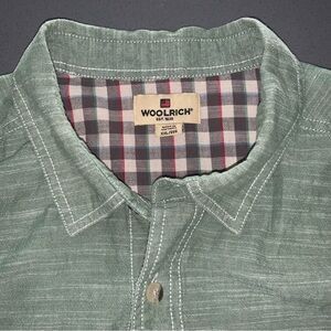 XXL Woolrich 100% Cotton Sage Green Short Sleeve Button Down Men’s Shirt Summer